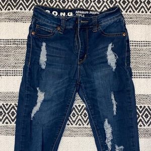 Ripped blue jeans